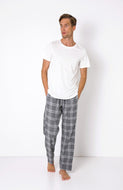 Men's Grey/White Checkered Pajamas