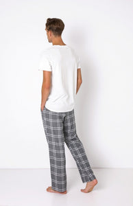 Men's Grey/White Checkered Pajamas