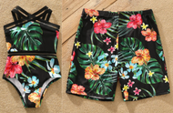 Tropical Plant Matching Swimwear Set For Couples