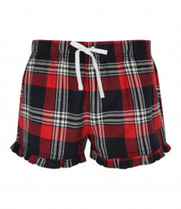 Red Tartan Matching PJ Shorts Set For Couples