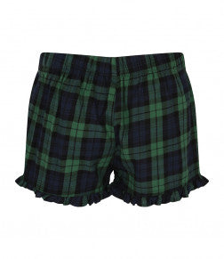 Men's PJ Pants & Women's PJ Shorts Matching Green Tartan Set For Couples