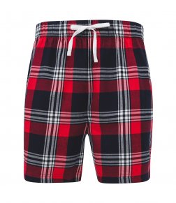 Men's PJ Shorts & Women's PJ Pants Matching Red Tartan Set For Couples