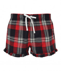 Men's PJ Pants & Women's PJ Shorts Matching Red Tartan Set For Couples
