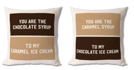 Chocolate and Caramel Cushions For Couples